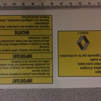 Aufkleber / Sticker Warnung Batterie