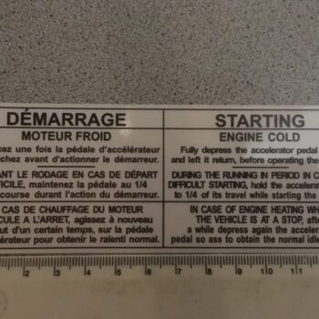 Aufkleber / Sticker Hinweise Motorstart