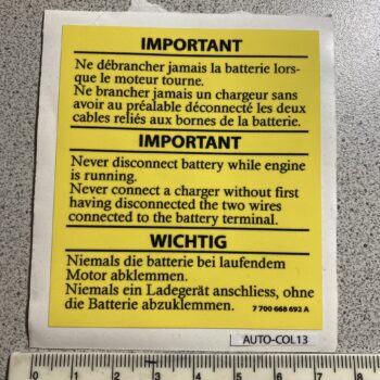 Aufkleber / Sticker Warnung Batterie